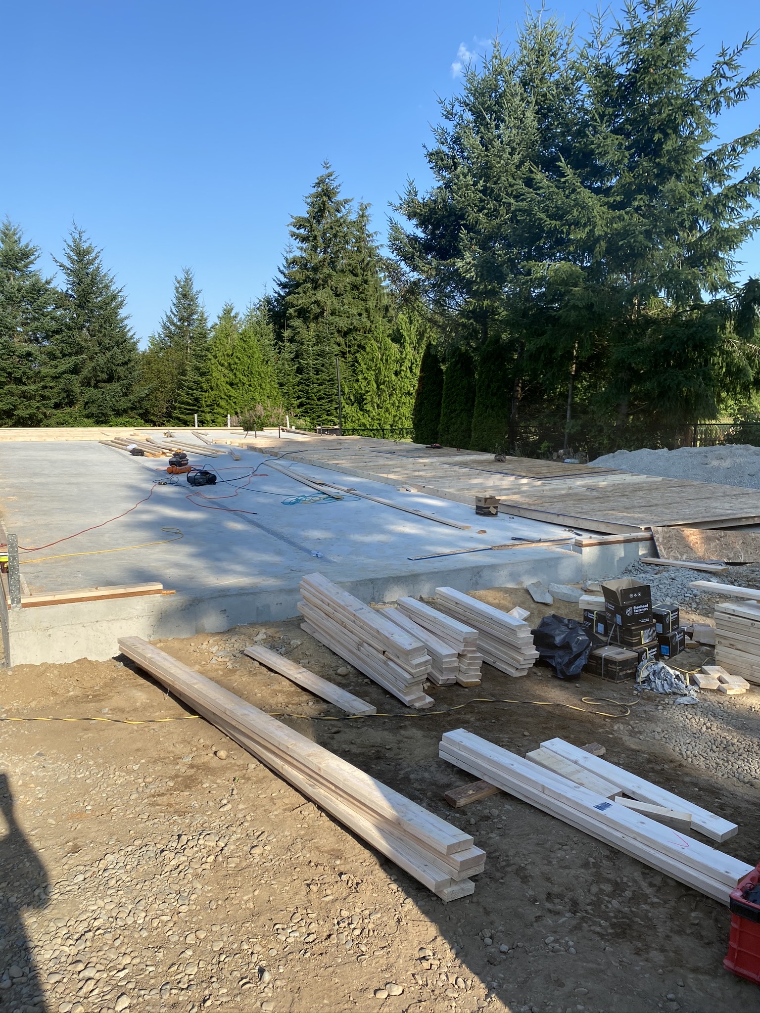 Large engineered concrete slab and foundation poured for new commercial shop construction in Monroe WA