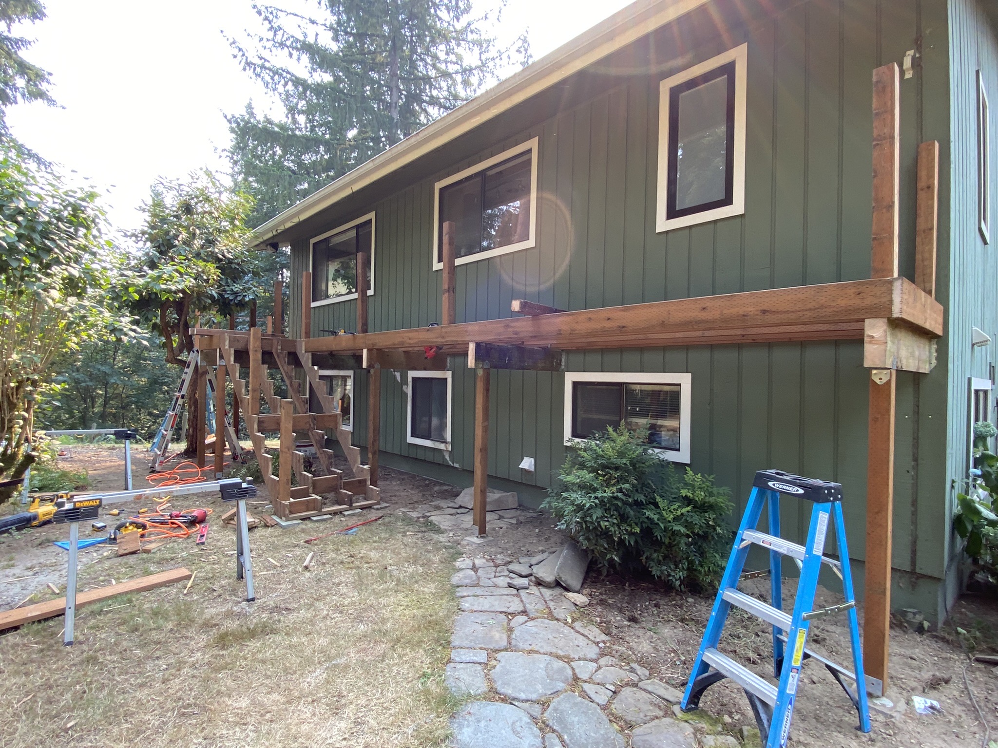 Elevated deck framing during construction in Carnation Washington