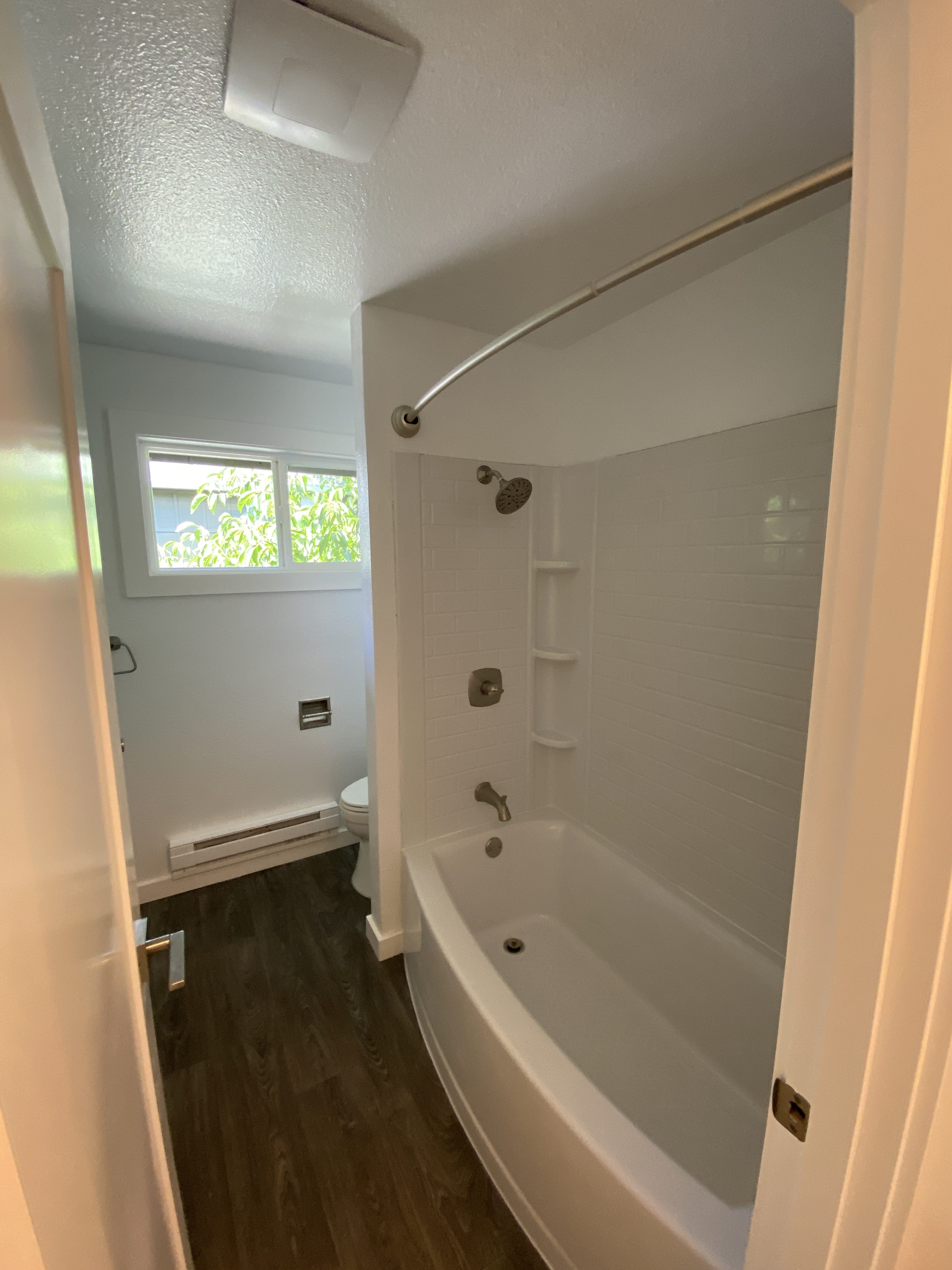 Finished interior detail from the Juanita Hills value-add multiplex remodel, Kirkland