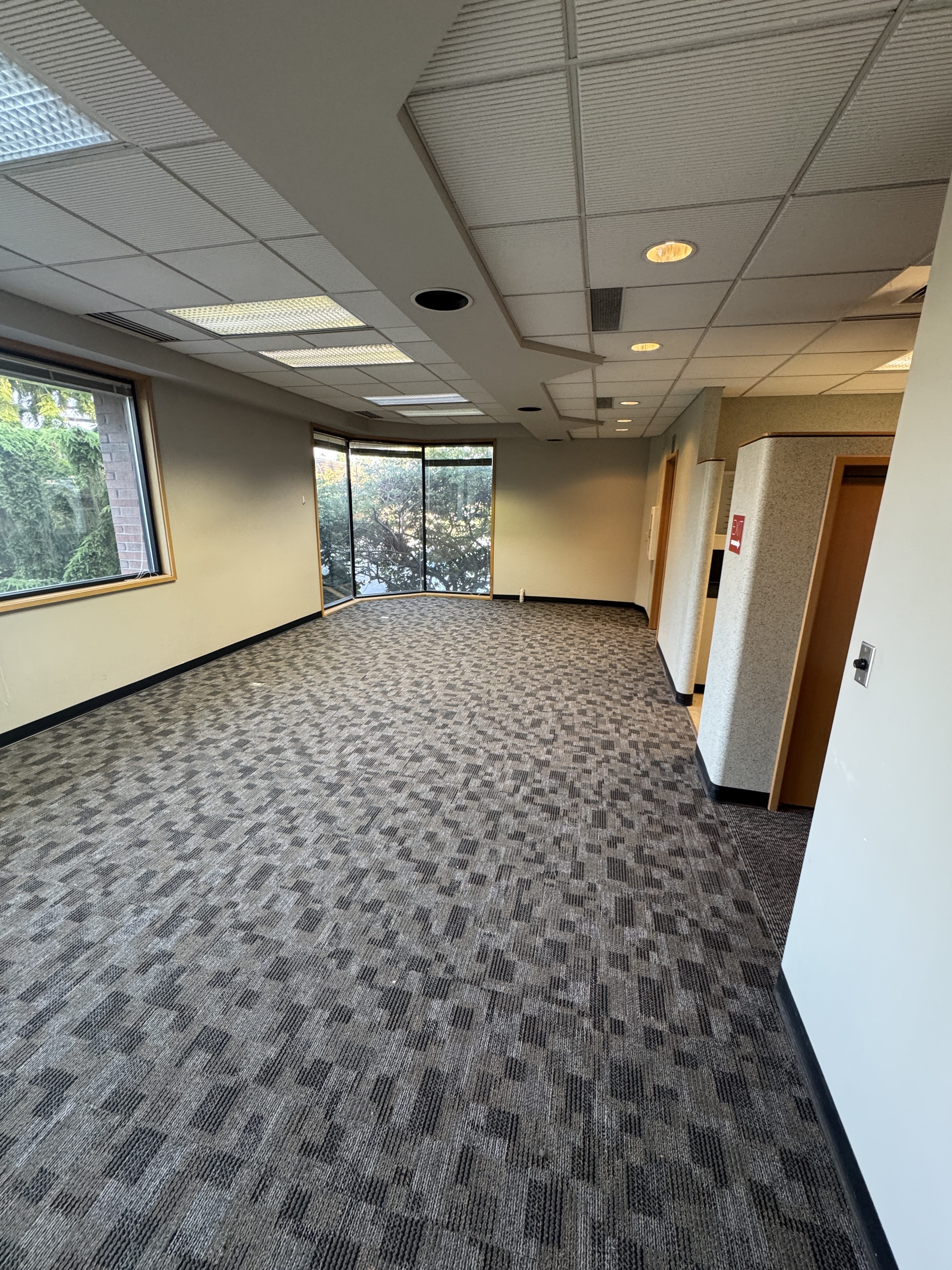 Finished doorway and trim detail in completed commercial office tenant improvement